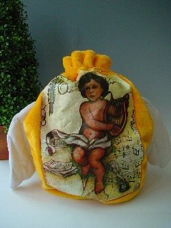 Sacchetto regalo piccolo in pelliccia sintetica con ali d'angelo (Confezione da 2)