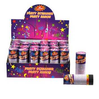 Cannoni spara coriandoli e stelle filanti in display (24 pz.)