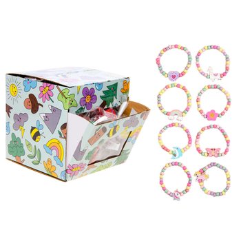BRACCIALETTI ELASTICI IN LEGNO PER BAMBINE - IN ESPOSITORE (100 pz.)
