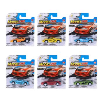 AUTO SPORTIVE PULL BACK SU SCHEDA - COLORI MISTI (12 pz.)