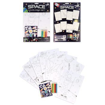 Set da Colorare Spazio - Include Matite e Adesivi (12 pz.)