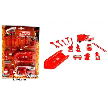 Camion dei Vigili del Fuoco Pull Back + Set Gioco Completo (24 pz)