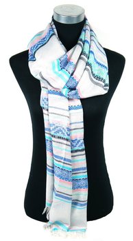 Sciarpa di Lusso Stile Ibiza Argento/Blu/Salmone (1 pz)