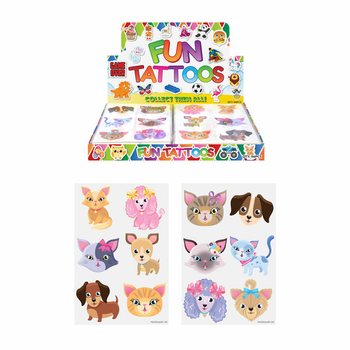 Tatuaggi Divertenti: Gatti e Cani (Display da 96 pezzi)