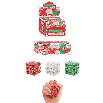 SQUEEZY GLITTER BAUBLE CUBES - CON GLITTER - SET DA 3 CUBI - CON RIEMPIMENTO SUGAR - IN DISPLAY (6 SET)