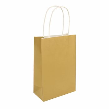 Sacchetti di Carta con Manici - 14x21x7 cm - Colore: Oro (24 pz)