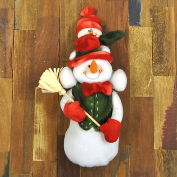 PUPAZZO DI NEVE DI PELUCHE CON BEBÈ SULLE SPALLE 38 CM (1 pz.)