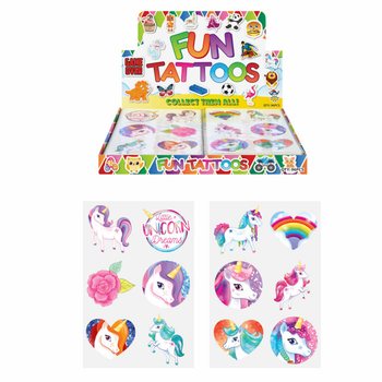 Tatuaggi Divertenti: Espositore Unicorno (96 pezzi)