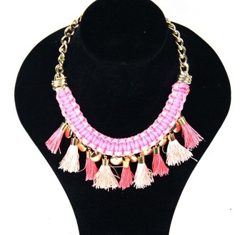 Collana di Lusso Stile Ibiza con Nappe Rosa (1 pz)