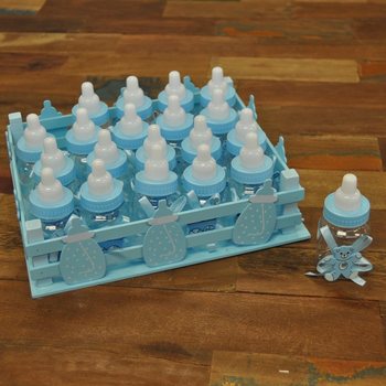 Cassetta Decorativa con 20 Mini Biberon - Blu