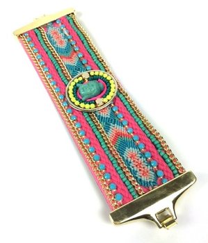 Bracciale Largo di Lusso Stile Ibiza Multicolore Buddha (1 pz.)