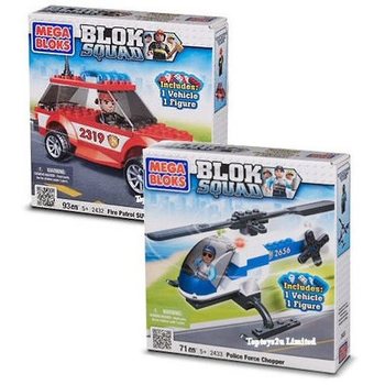 MEGA BLOKS - SUV DEI VIGILI DEL FUOCO E ELICOTTERO DELLA POLIZIA (2 pz.)