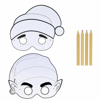 Maschera di Natale da Colorare ECO FRIENDLY con 4 Matite (12 pezzi)