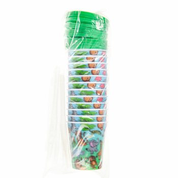 Bicchiere Bevande / Gelato con Cannuccia - Animali della Giungla (12 pezzi)