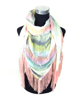 Sciarpa Menta/Rosa con Frange - Stile Ibiza (1 pz)
