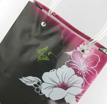Busta Regalo / Borsa da Trasporto Nera/Rosa/Fiore Bianco Medium (12 pz.)