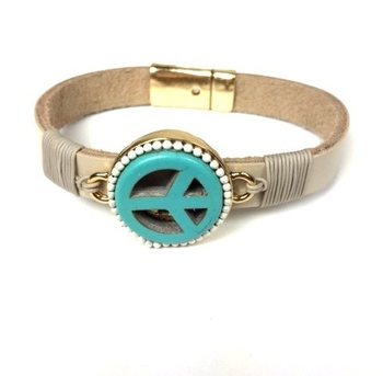 Braccialetto Taupe/Crema Peace (Stile Ibiza)