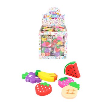 Set di 3 Gomme a Forma di Frutta in Display (144 pz.)