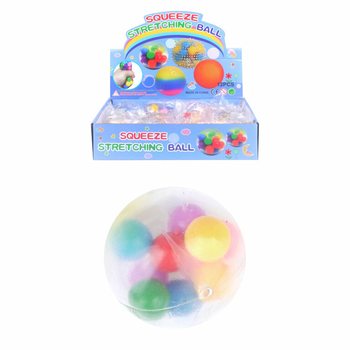 Palla Antistress Squeeze Ø 6cm con Pom Pom (Display da 12)