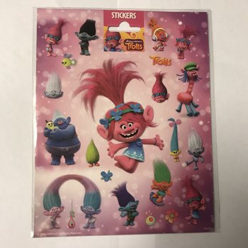 GRANDI FOGLI DI ADESIVI TROLLS, 20x16 cm (10 pz.)