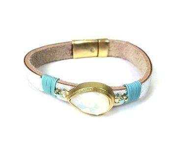 Braccialetto in argento con goccia di madreperla stile Ibiza (1 pz)
