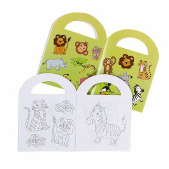 Piccoli libretti da colorare Animali della Giungla con adesivi (48 pezzi)