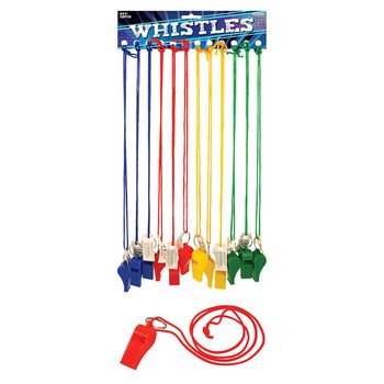 FISCHIETTI COLORATI ASSORTITI CON CORDINO (12 pz.)
