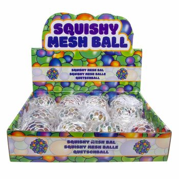 PALLINE SQUISHY CON RETE IN DISPLAY (12 pz.)