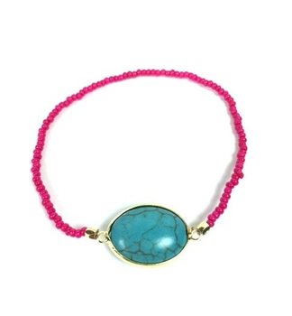 Braccialetto Fuchsia Stile Ibiza con Pietra (1 pz)