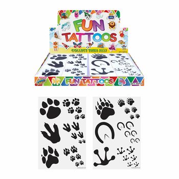 Tatuaggi Temporanei Fun - Modello: Impronte di Animali in Display (96 pz.)