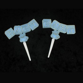STECCHINO PER CUPCAKE DI NASCITA - CELESTE BABY (12 pz.)