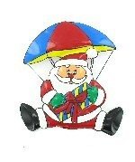 Targa Decorativa Natalizia - Babbo Natale con Paracadute (6 pz.)