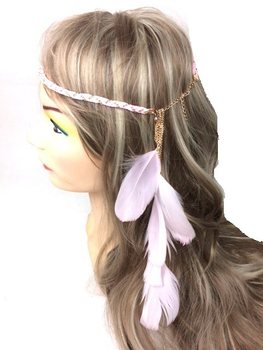 Fascia intrecciata con piume rosa (1 pz)