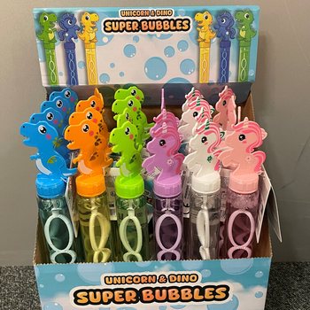 Bacchette per Bolle di Sapone Unicorno e Dinosauro - 120ml - 24 Pezzi