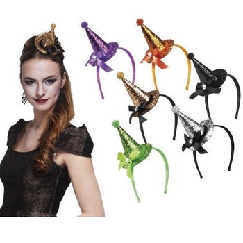 Cerchietto con Cappello da Strega con Glitter (6 pz.)