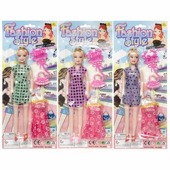 Bambola Fashion con Vestito su Scheda (12 pz)
