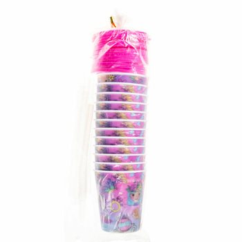 Bicchiere per Bevande e Gelati Principessa con Cannuccia (12 pezzi)