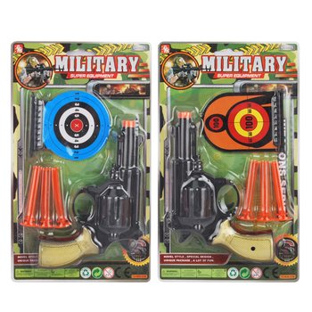 Set Pistola Militare con 3 Frecce a Ventosa e Bersagli (6 pezzi)