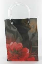 Borsa Regalo / Shopper Nero/Fiore Rosso Large (12 pz)