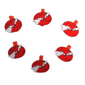 Mollette decorative da 6 pezzi - Modello: Volpe (24 set)