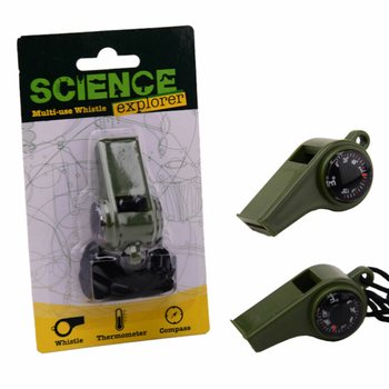 FISCHIETTO DA SOPRAVVIVENZA SCIENCE EXPLORER CON BUSSOLA E TERMOMETRO (24 pz.)