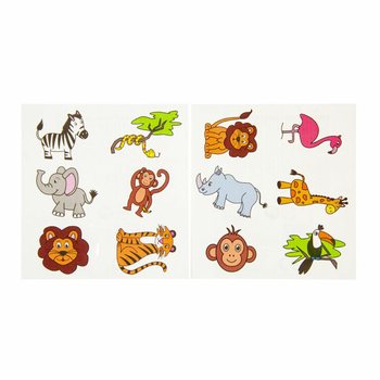 TATUAGGI DIVERTENTI &ndash; MODELLO: ANIMALI DELLA GIUNGLA (96 pz.)