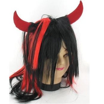 PARRUCCA DA DIAVOLO CON CORNA (5 pz.)