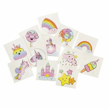 Tatuaggi Temporanei Unicorno - Pacchetti da 12 (Espositore da 48 pz.)