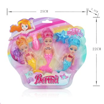 Set di 3 Bambole Sirena su Card (6 set)