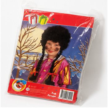 PARRUCCA PER BAMBINI CON RICCI NERI E 2 TRECCE (1 pz.)