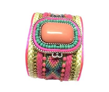 Bracciale largo con pietra rosa (1 pz)