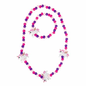 Set Collana e Braccialetto di Unicorno in Legno per Bambini (48 pz.)