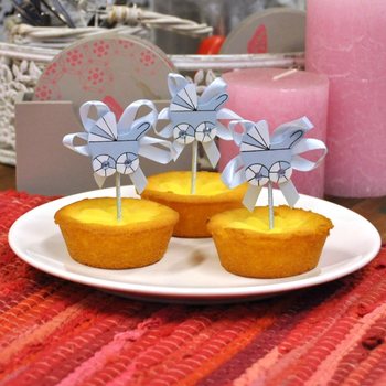 Topper per Cupcake Nascita - Carrozzina Blu (12 pz.)