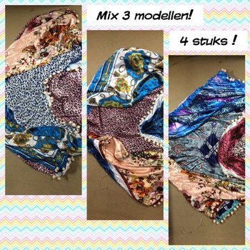 Sciarpa triangolare di seta di lusso double-face modelli misti (4 pezzi)